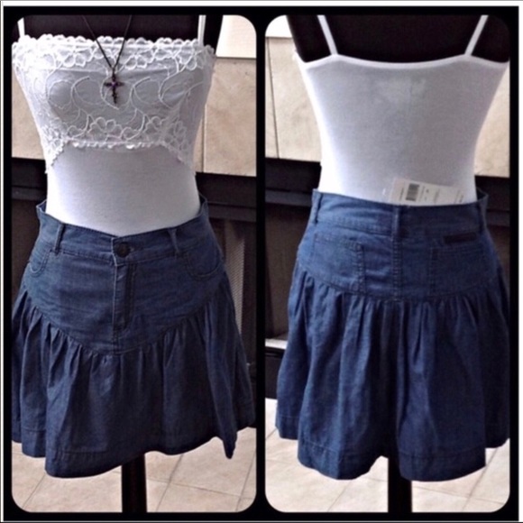 BCBGENERATION DENIM JEAN MINI SKATER SKIRT - Picture 6 of 8